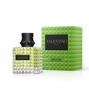 Valentino Donna Born in Roma Green Stravaganza EDP smaržu pudele un iepakojums – svaigs sieviešu aromāts