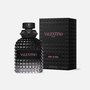 Valentino Born in Roma EDT parfüümi pakend ja pudel – moodsa meeste aroomi näidis atomiseeriga, Aroma Tale