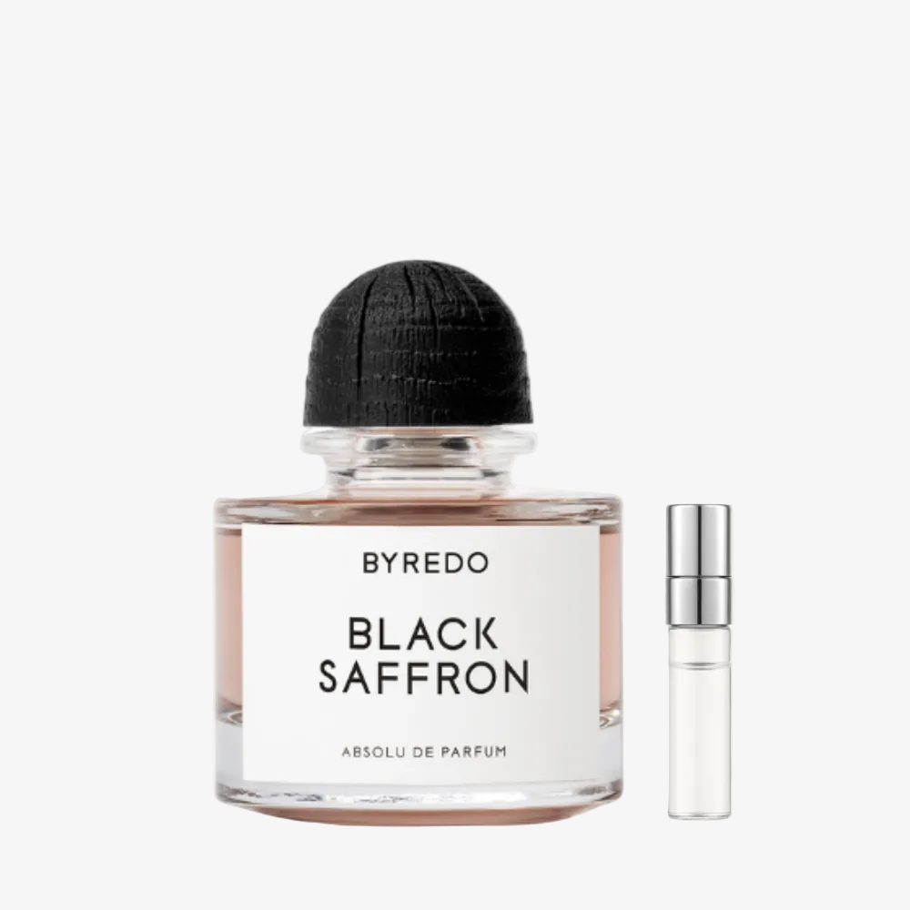 Byredo Black Saffron EDP kvepalų buteliukas ir mėginuko atomaizeris – Aromatale