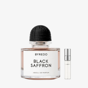 Byredo Black Saffron EDP kvepalų buteliukas ir mėginuko atomaizeris – Aromatale