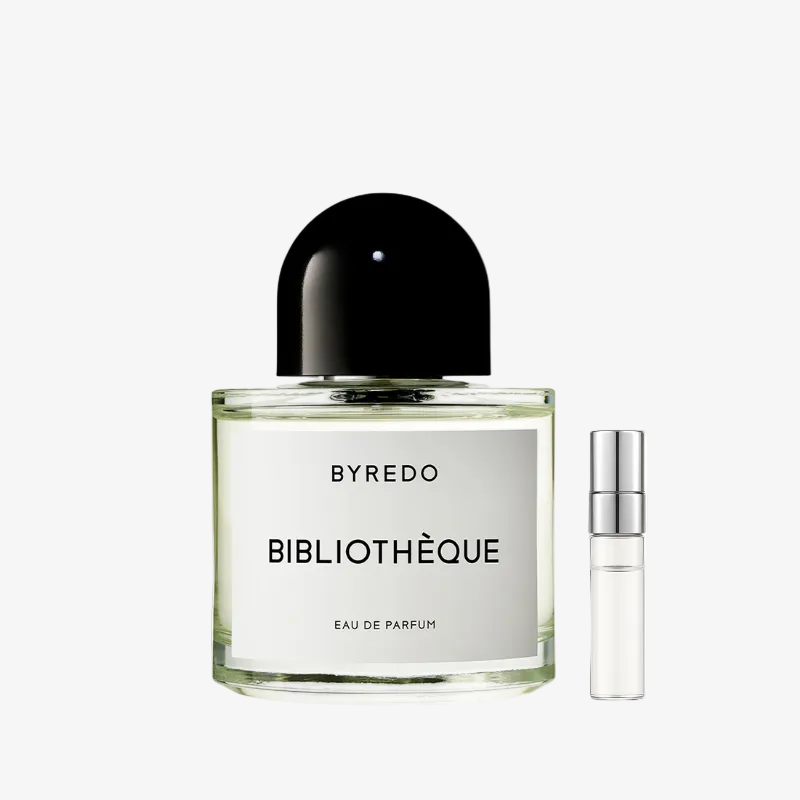 Byredo Bibliothèque EDP parfüümipudel ja Aromatale parfüümiproov – hubane ploomi, naha ja vanilli aroom