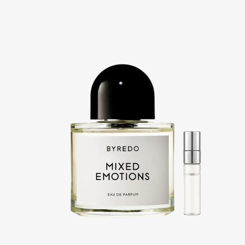 Byredo Mixed Emotions EDP parfüümipudel ja Aromatale parfüümiproov – musta tee ja kasepuidu aroom