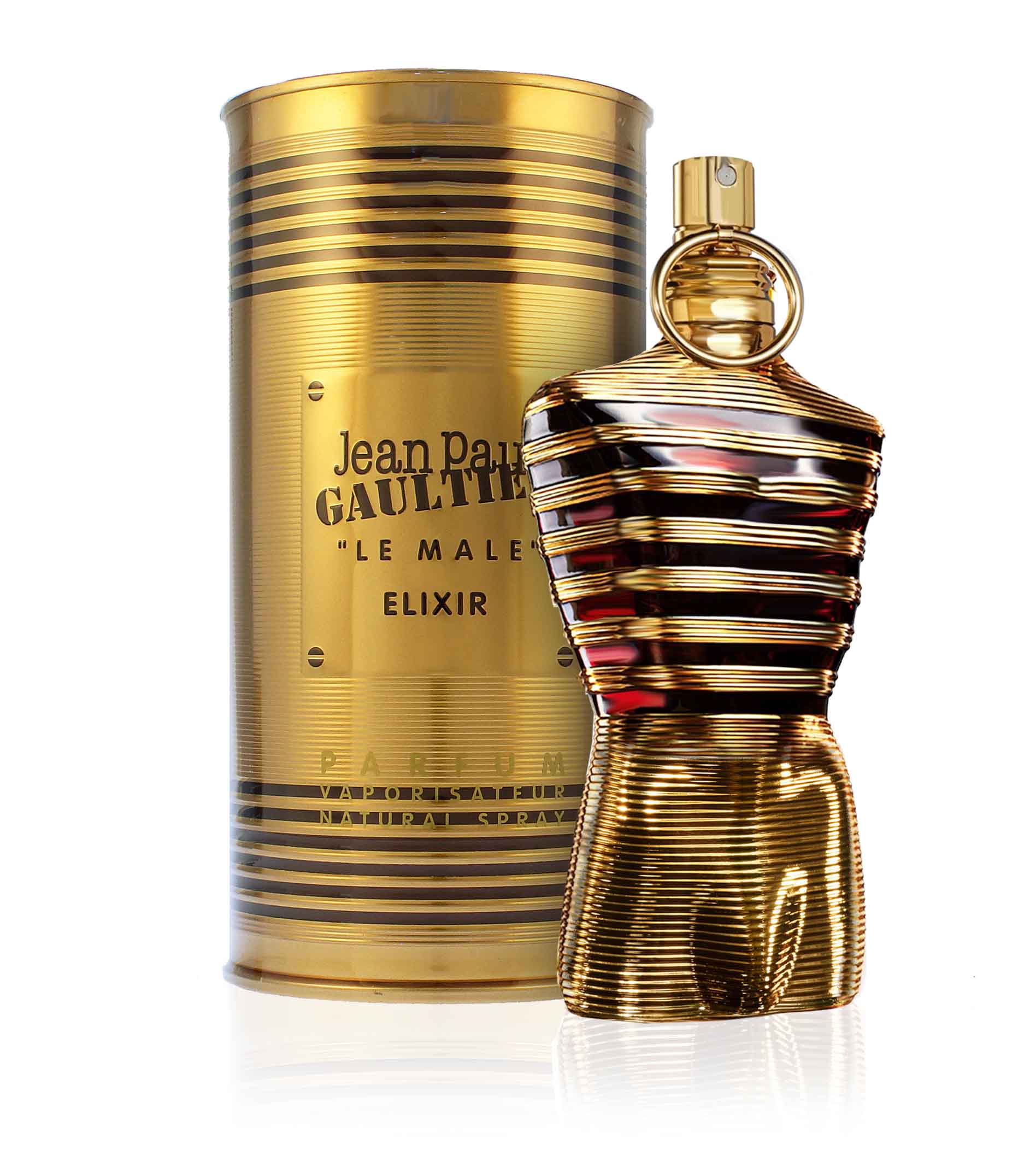 Jean Paul Gaultier Le Male Elixir kvepalų pakuotė ir buteliukas – Aromatale