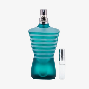 Jean Paul Gaultier Le Male EDT parfüümipudel ja Aroma Tale'i näidis