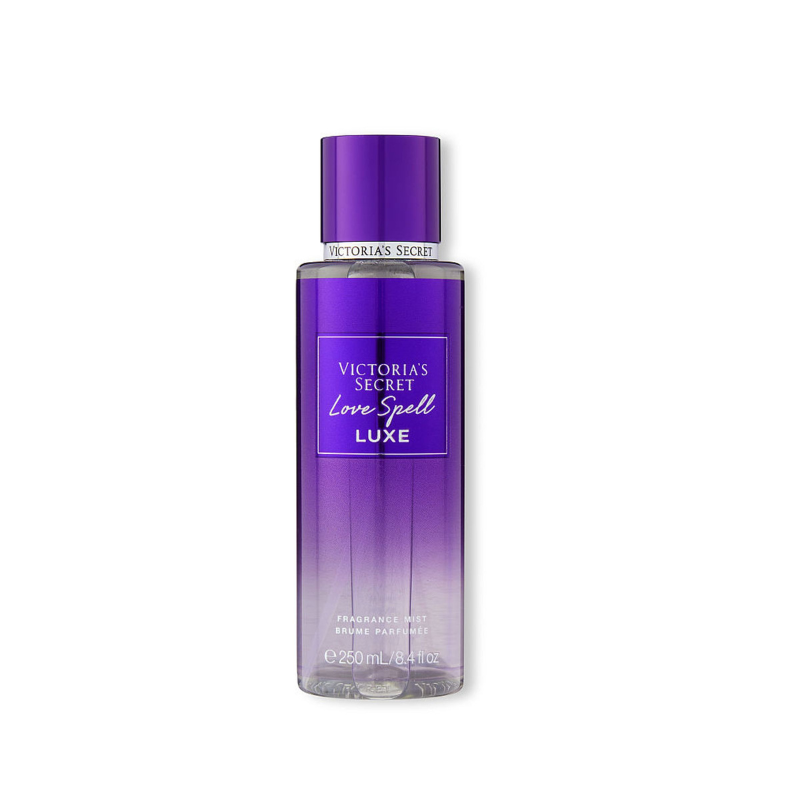Victoria's Secret Love Spell Luxe kūno dulksna 250 ml moterims su vaisinėmis ir gėlių natomis – prabangiai saldus body mist vakarui